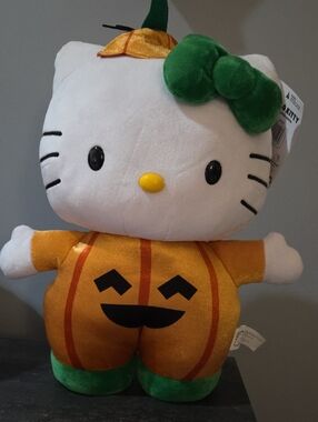 Sanrio Hello Kitty Orange Pumpkin Plush CVS Greeter with Green Bow